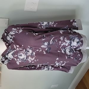 Purple and gray floral print hoodie